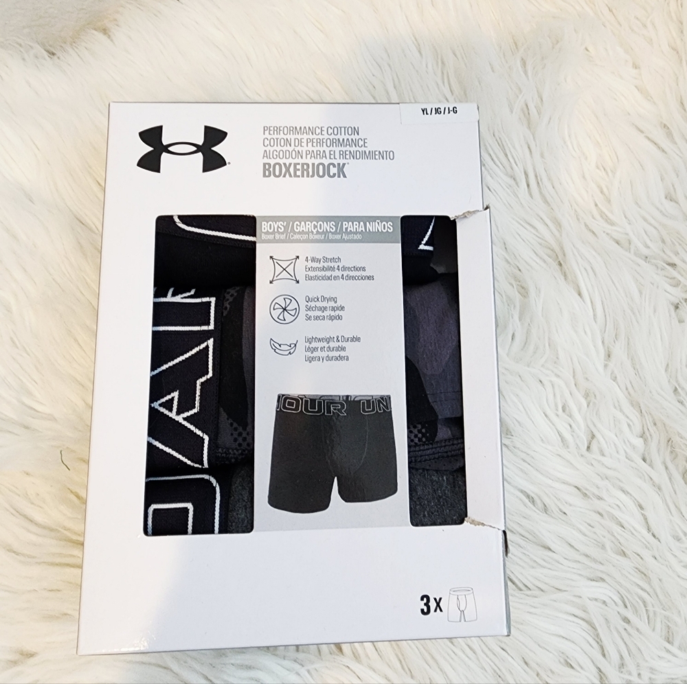 Under Armour Boys' 7-20 Solid Boxer Briefs, 3-Pack Set